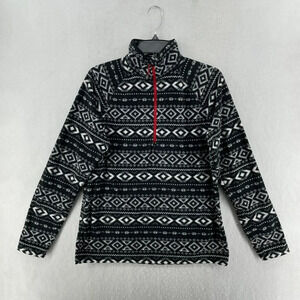 Eddie Bauer fleece Large (fits more like a medium) Black/white print 1/2 Zip